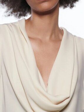 Zara Flowy Neckline Top (Cream/Ecru)